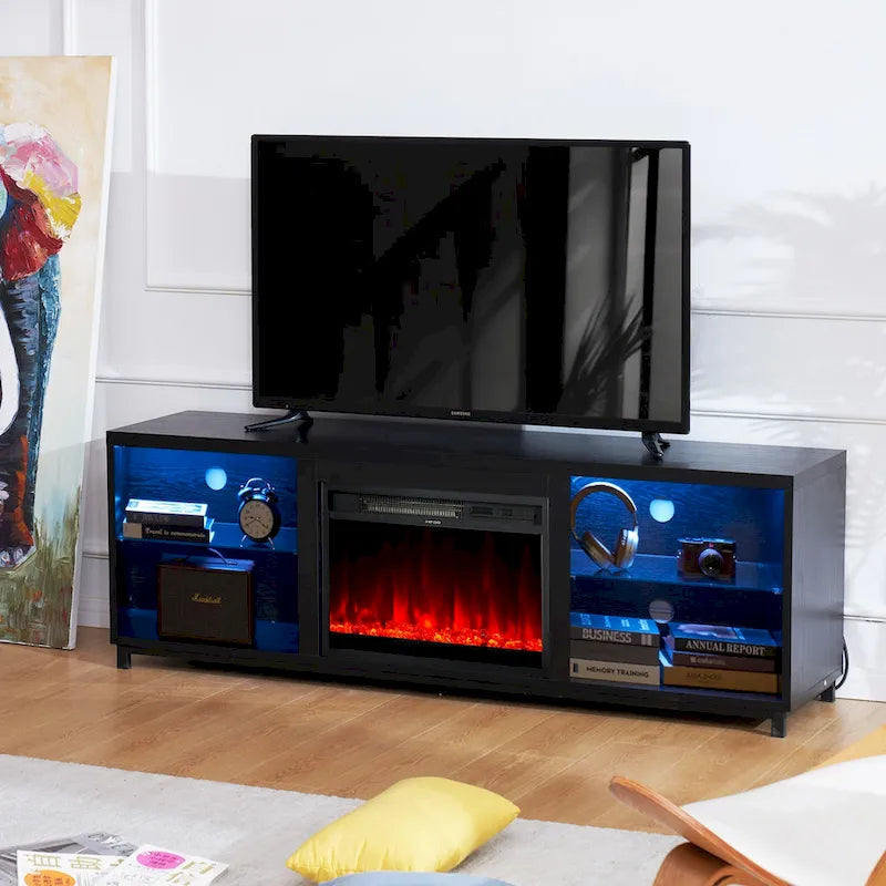 68 Inch Modern Fireplace TV Stand with Electric Fireplace