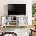 Traditional Carved Built-in Lighting Sideboard Storage TV Stand
