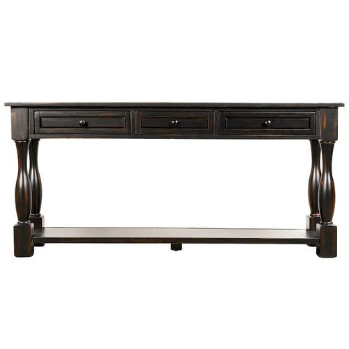 64 in. W Console Table with Drawers and Shelf