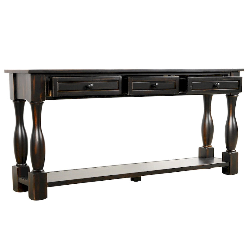 64 in. W Console Table with Drawers and Shelf