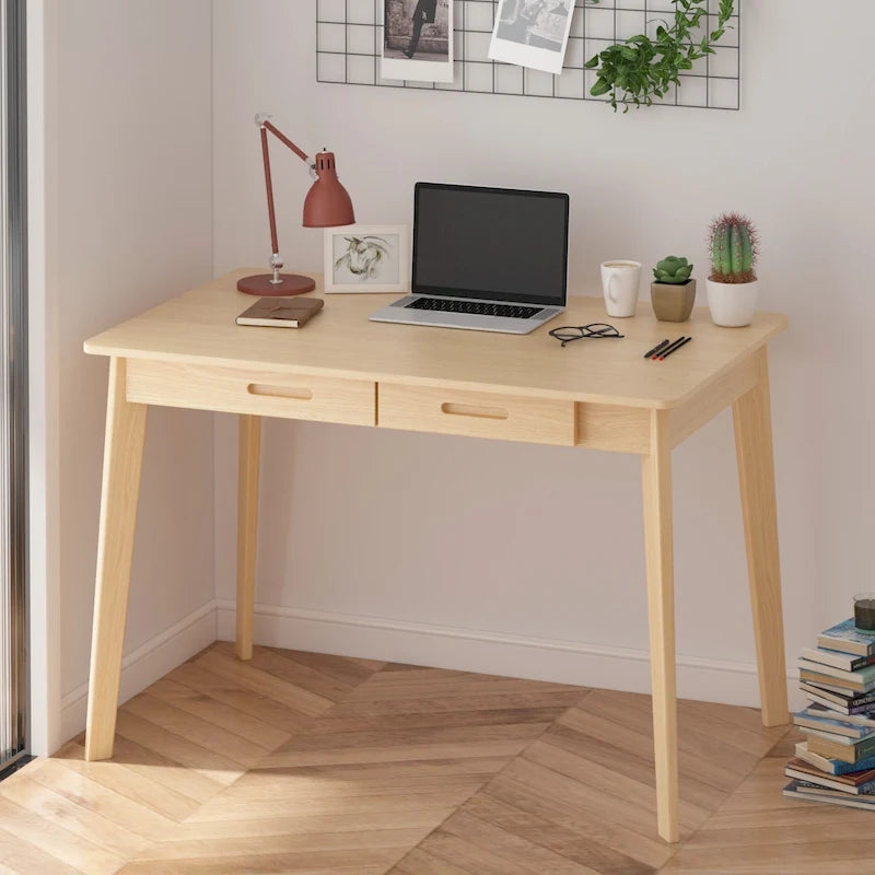 39.4W Classic Home Office Desk, Writing Desk With Drawers