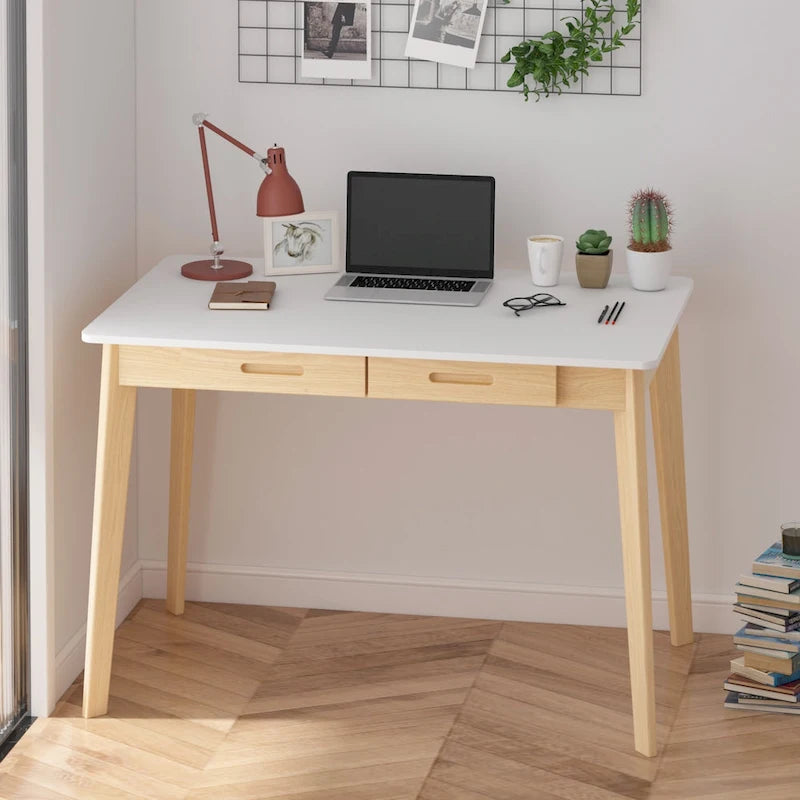 39.4W Classic Home Office Desk, Writing Desk With Drawers