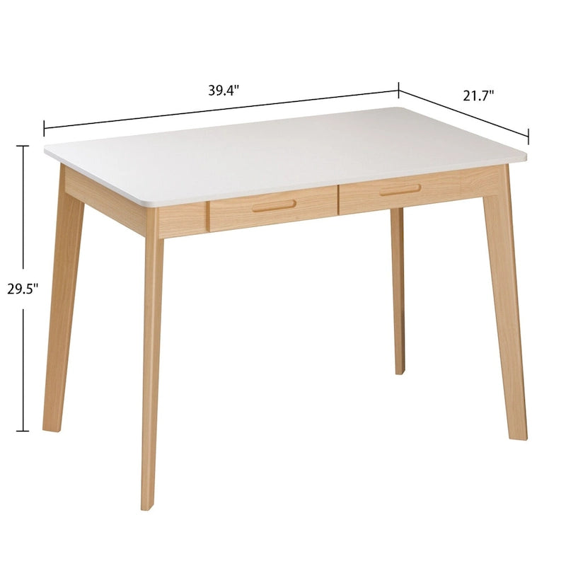 39.4W Classic Home Office Desk, Writing Desk With Drawers