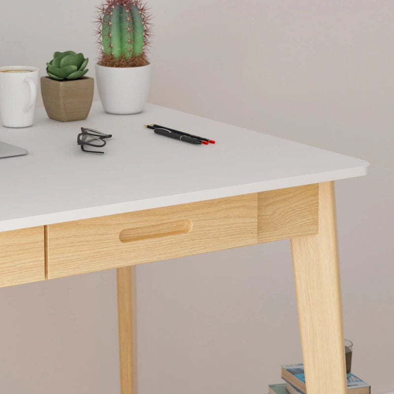 39.4W Classic Home Office Desk, Writing Desk With Drawers