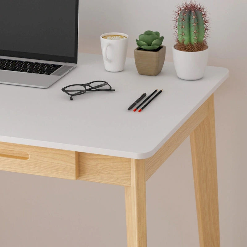 39.4W Classic Home Office Desk, Writing Desk With Drawers