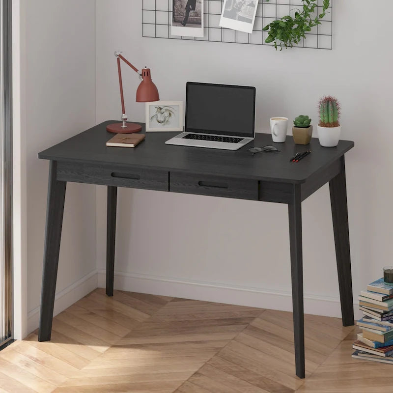 39.4W Classic Home Office Desk, Writing Desk With Drawers