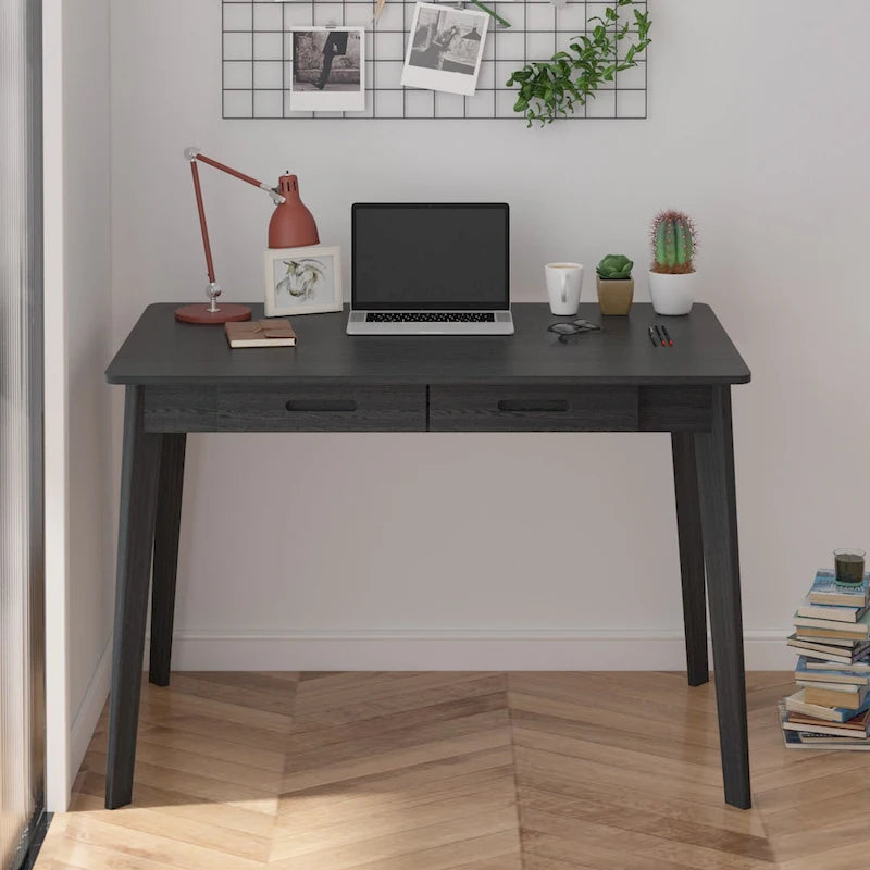 39.4W Classic Home Office Desk, Writing Desk With Drawers