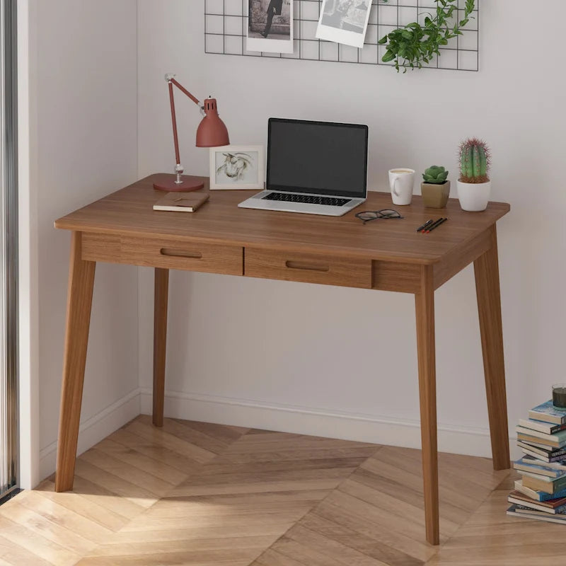 39.4W Classic Home Office Desk, Writing Desk With Drawers