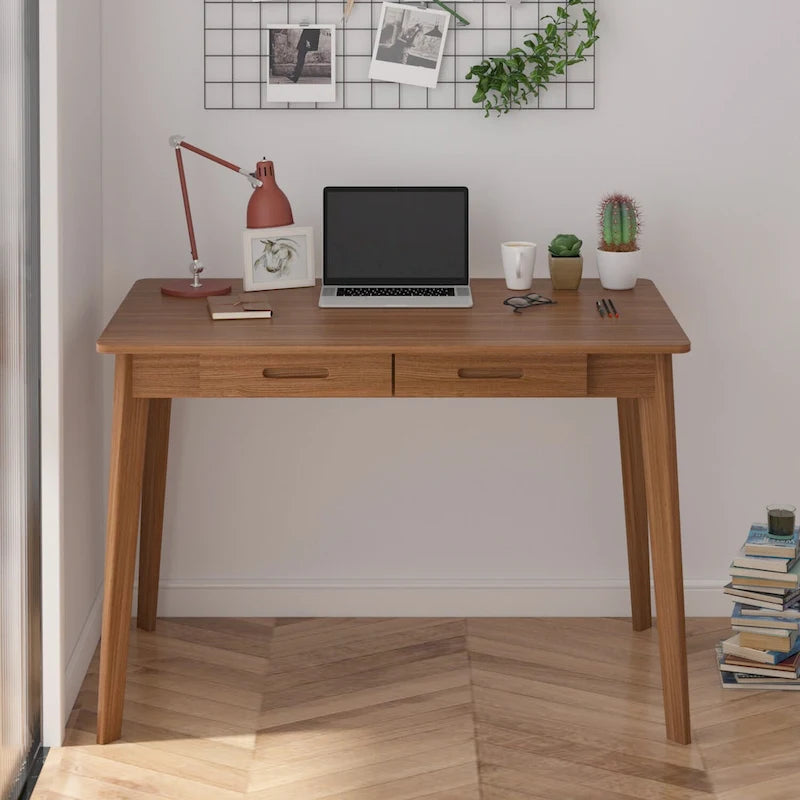 39.4W Classic Home Office Desk, Writing Desk With Drawers