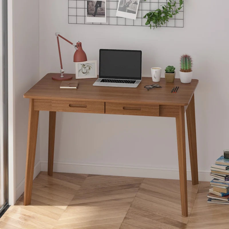 39.4W Classic Home Office Desk, Writing Desk With Drawers