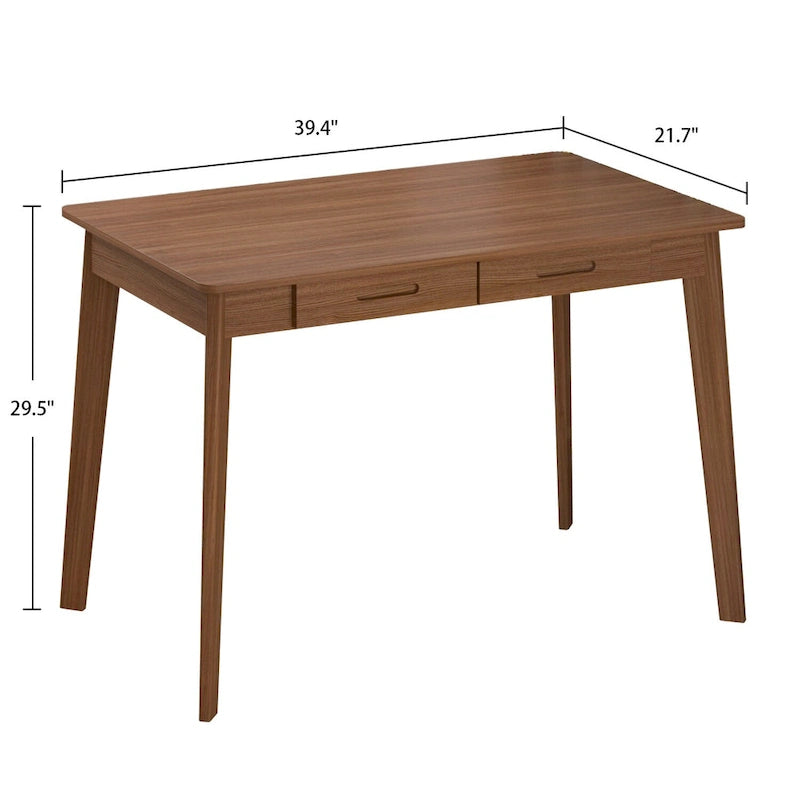 39.4W Classic Home Office Desk, Writing Desk With Drawers