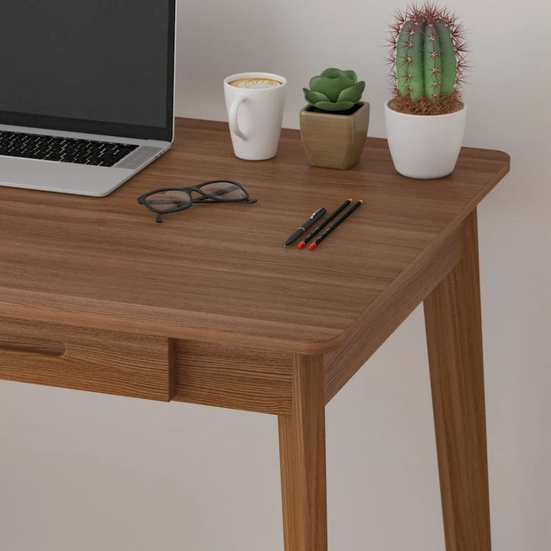 39.4W Classic Home Office Desk, Writing Desk With Drawers