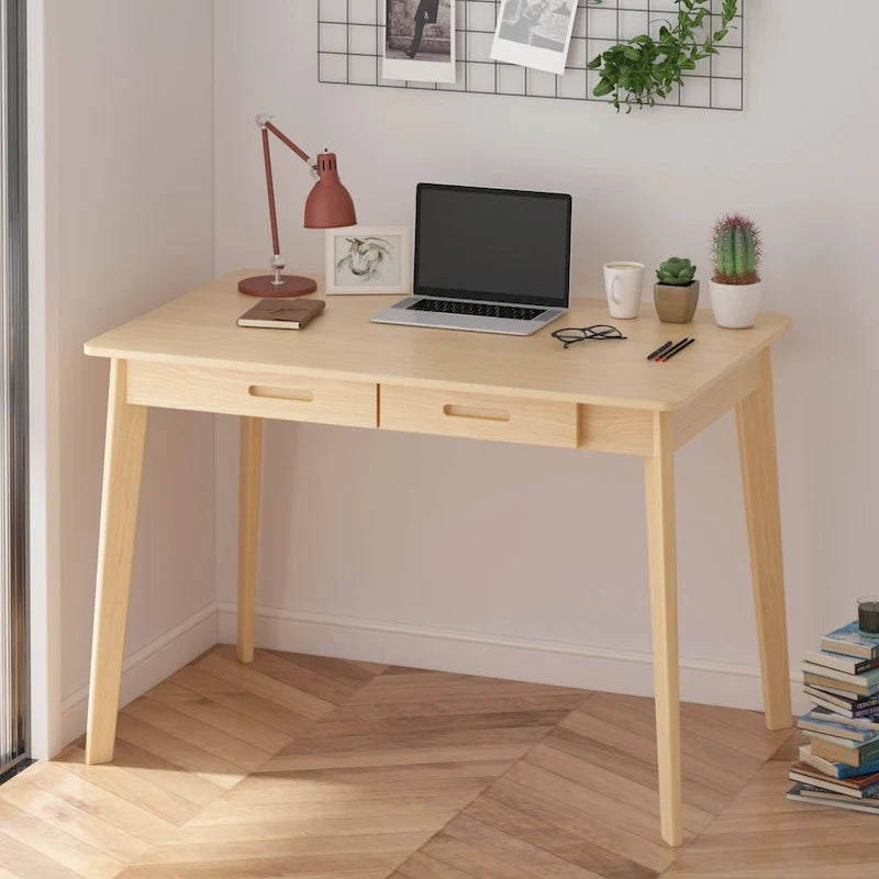 39.4W Classic Home Office Desk, Writing Desk With Drawers