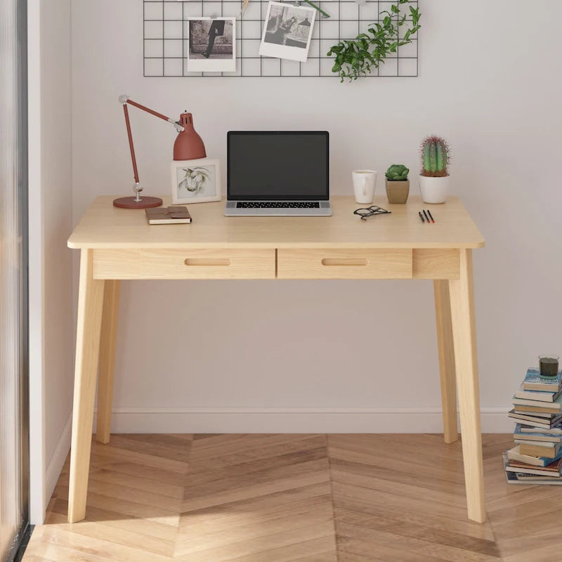 39.4W Classic Home Office Desk, Writing Desk With Drawers