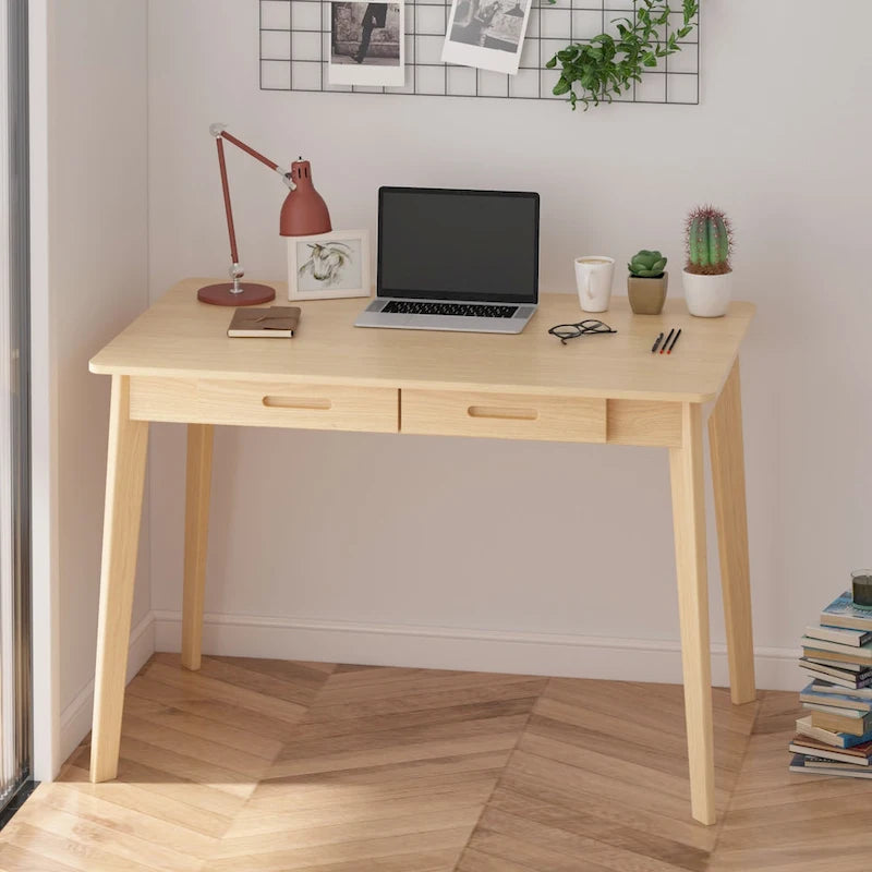 39.4W Classic Home Office Desk, Writing Desk With Drawers