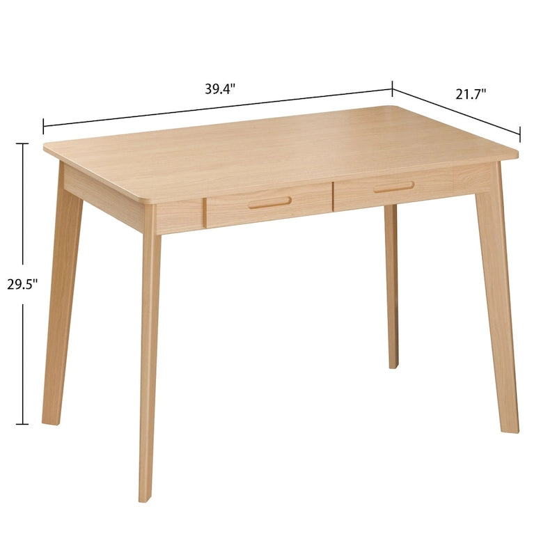 39.4W Classic Home Office Desk, Writing Desk With Drawers