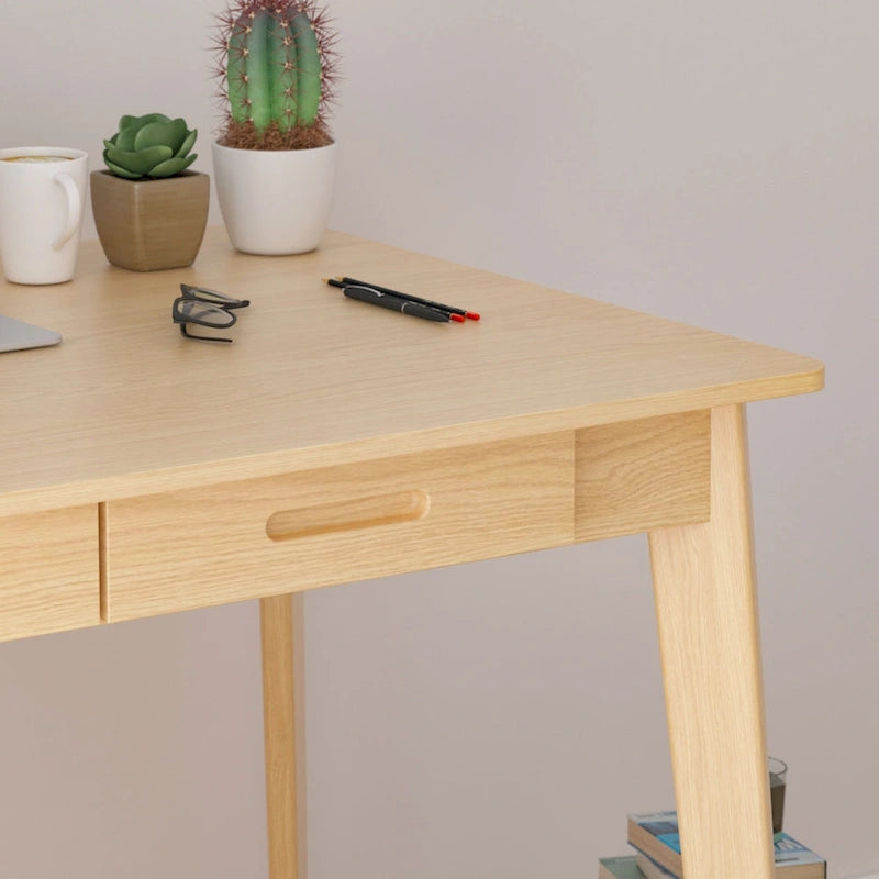 39.4W Classic Home Office Desk, Writing Desk With Drawers