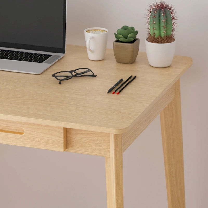 39.4W Classic Home Office Desk, Writing Desk With Drawers