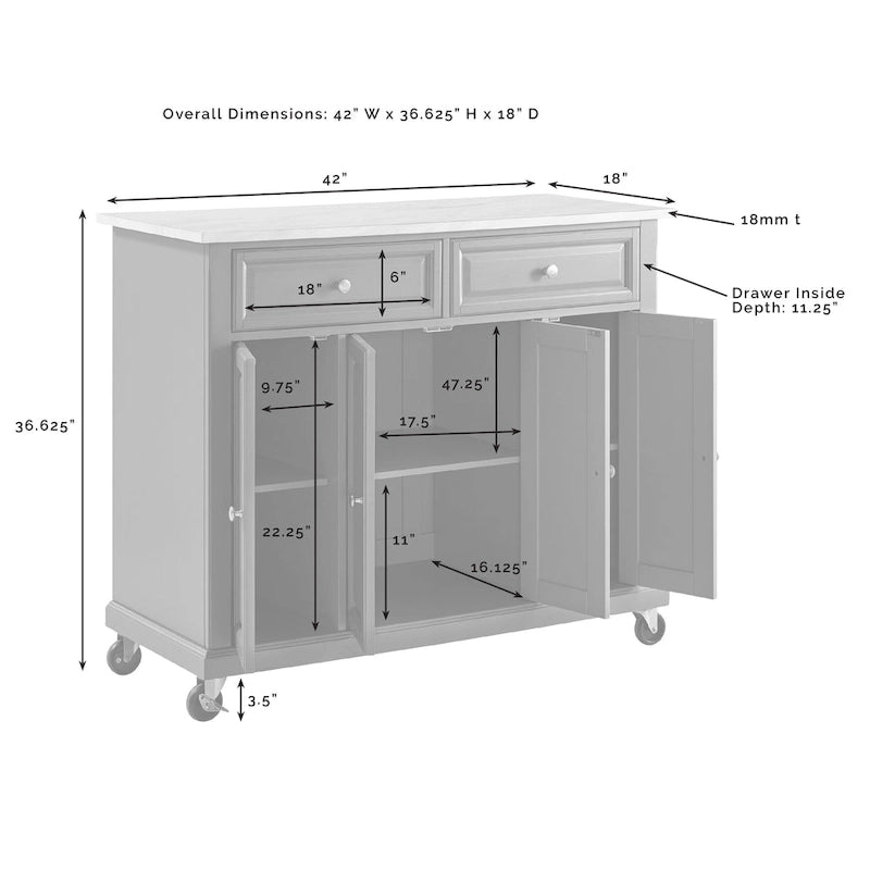 Kitchen Island/Cart - 18x42.13x36