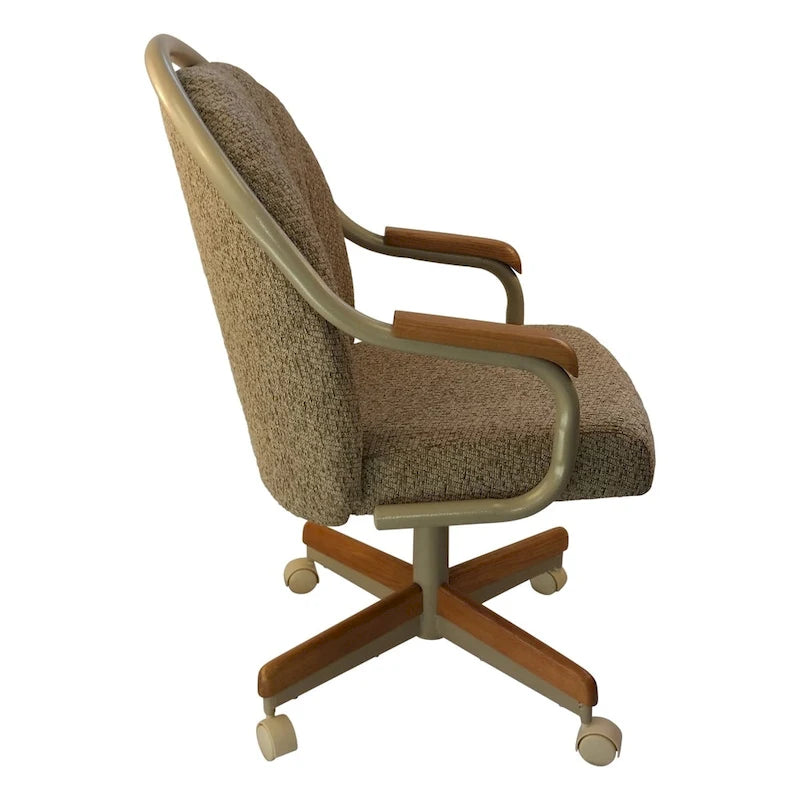 Caster Arm Chair in Wheat Tweed Fabric
