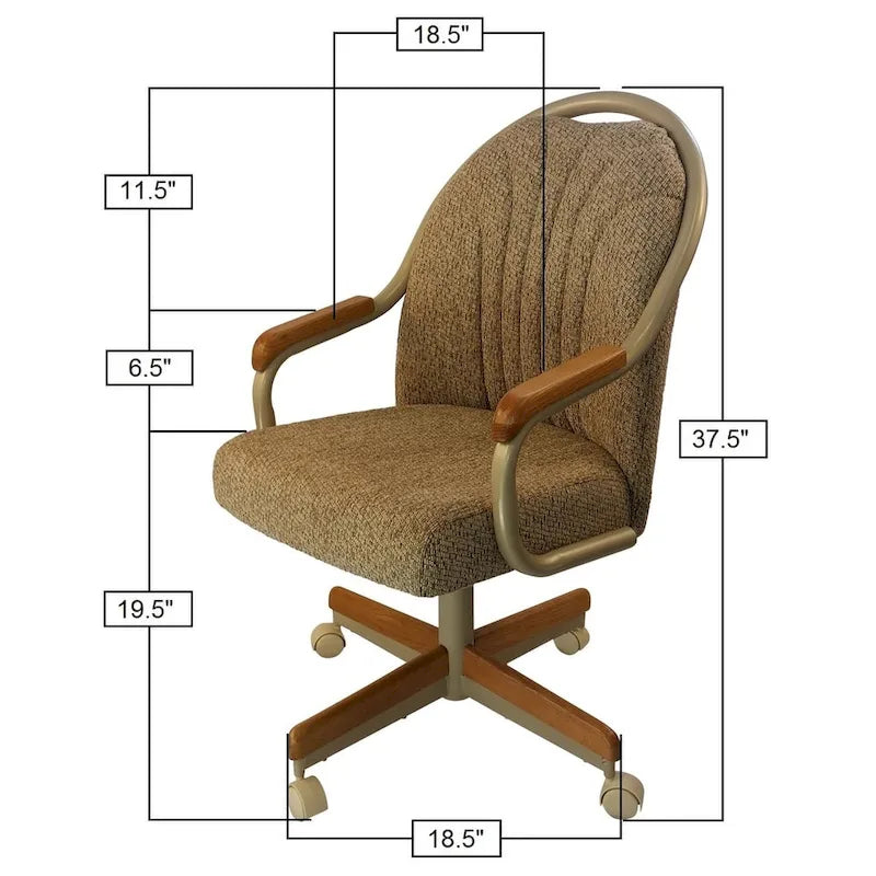 Caster Arm Chair in Wheat Tweed Fabric