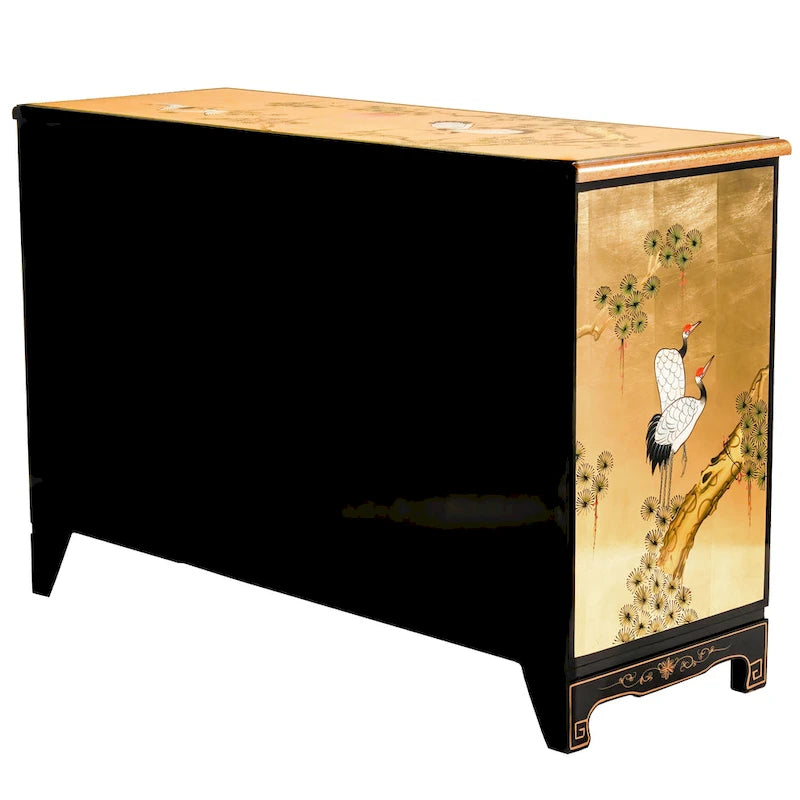 Gold Lacquer Sideboard - Cranes