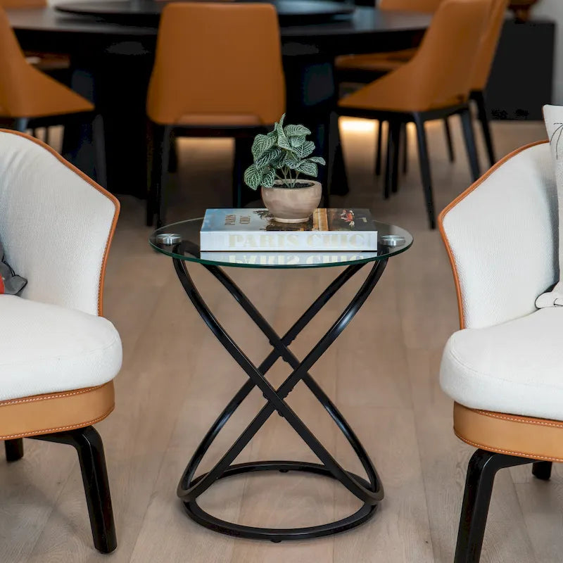 Tempered Glass Round End Table