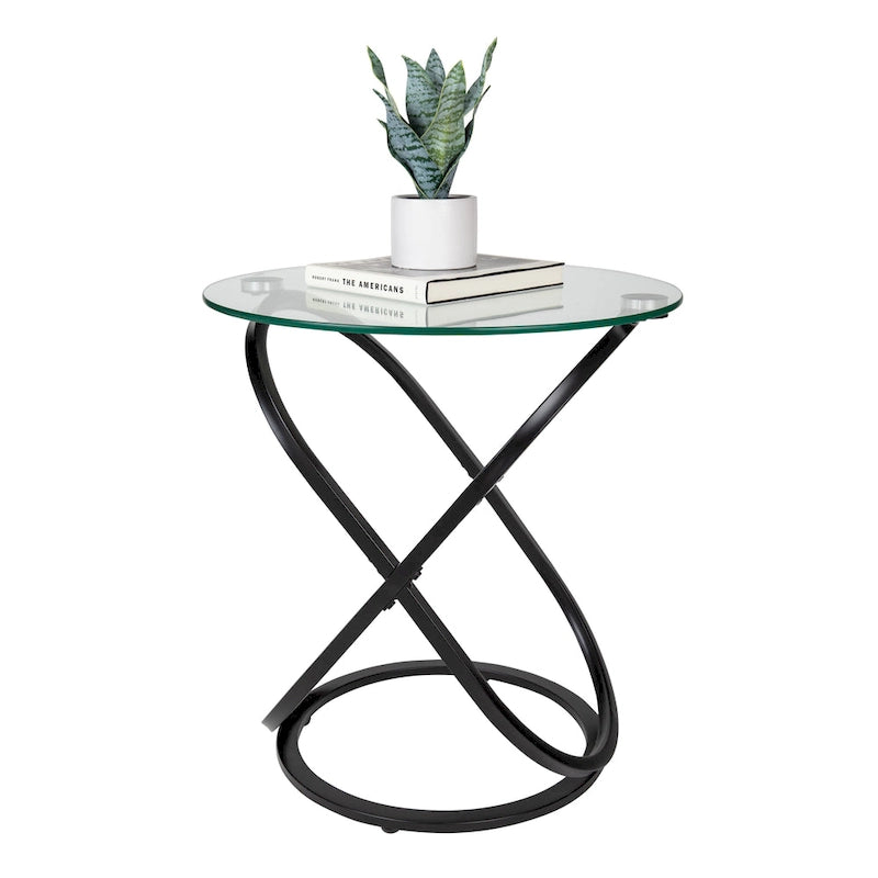 Tempered Glass Round End Table