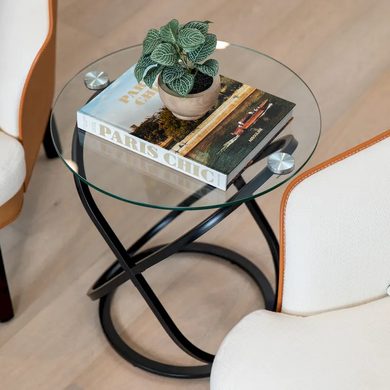 Tempered Glass Round End Table