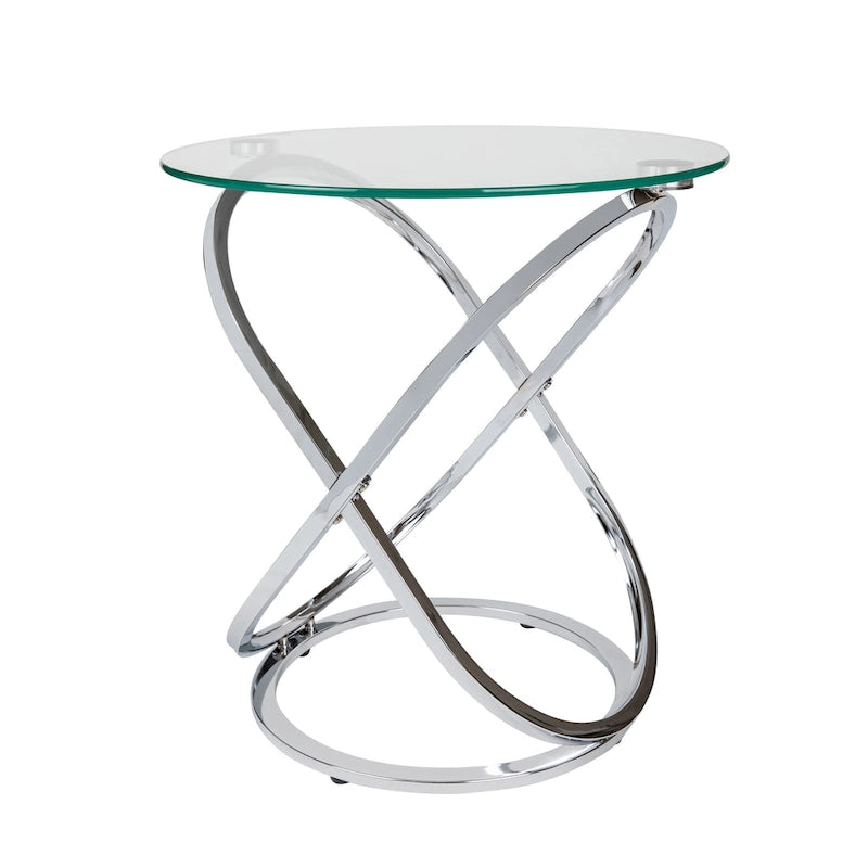 Tempered Glass Round End Table