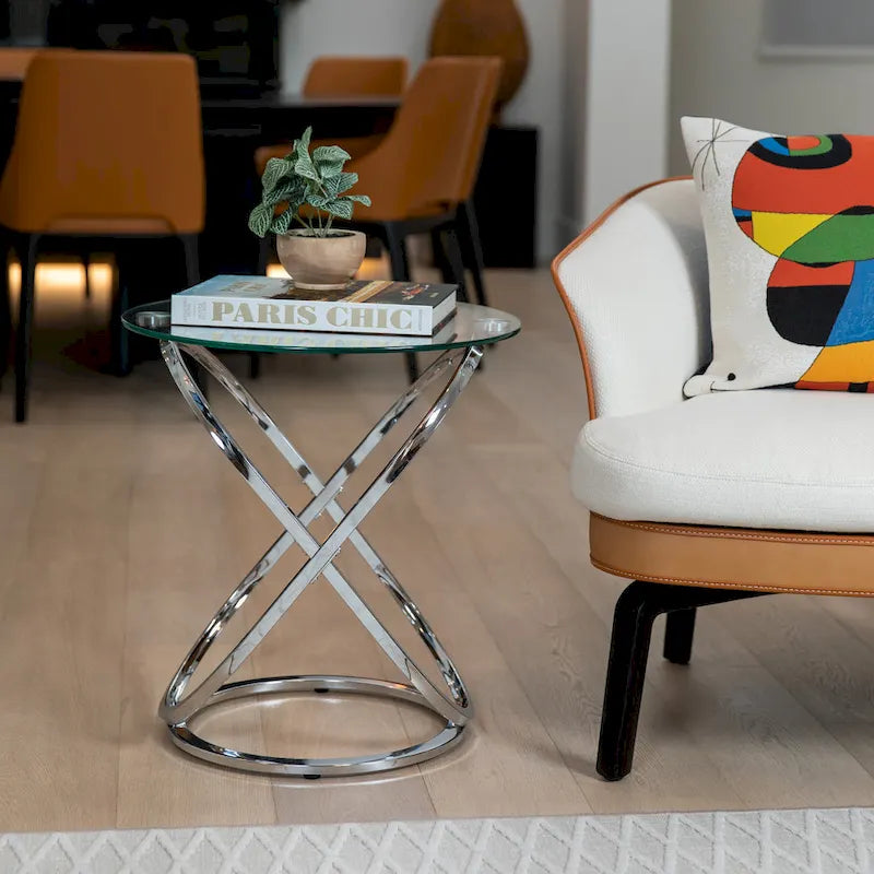 Tempered Glass Round End Table