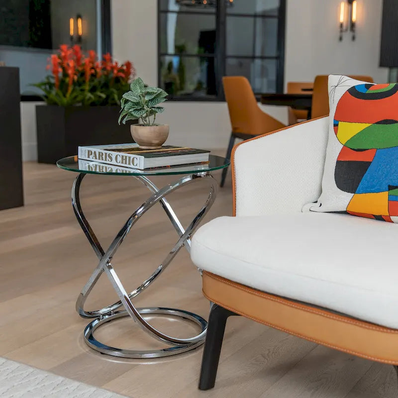 Tempered Glass Round End Table