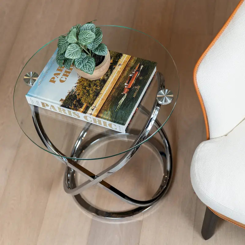 Tempered Glass Round End Table
