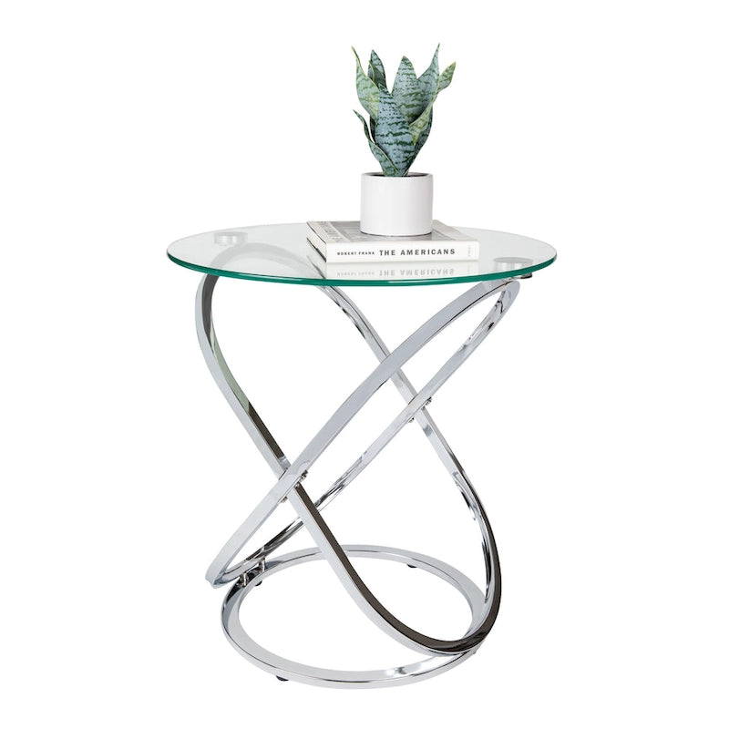 Tempered Glass Round End Table