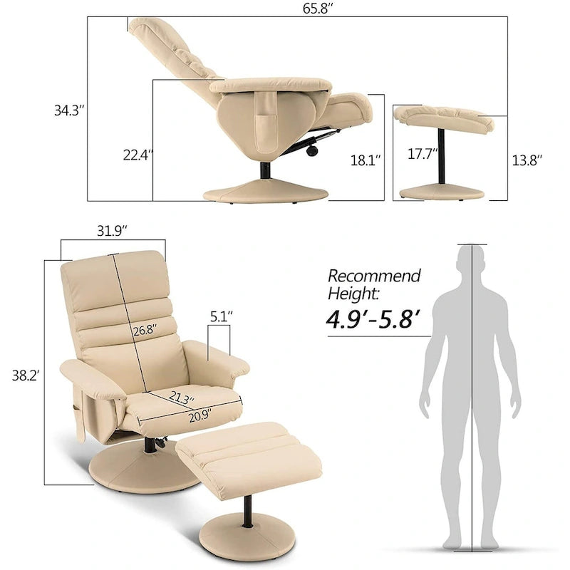Electric Massage Armchair with Ottoman