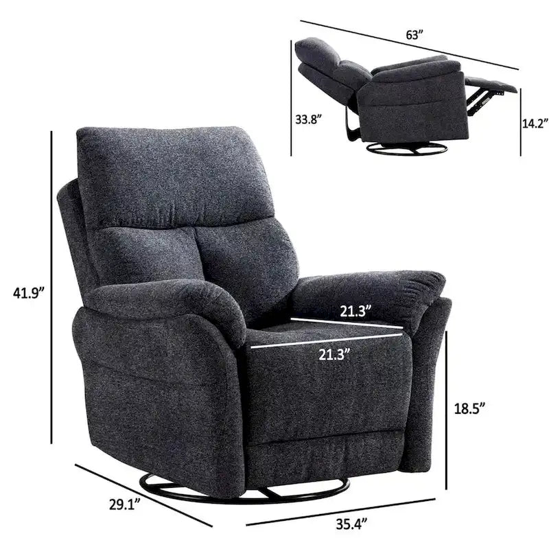 Manual Fabric Overstuffed Soft Rocking Recliner Chairs Sofa for Living Room