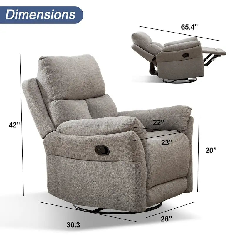 Manual Fabric Overstuffed Soft Rocking Recliner Chairs Sofa for Living Room