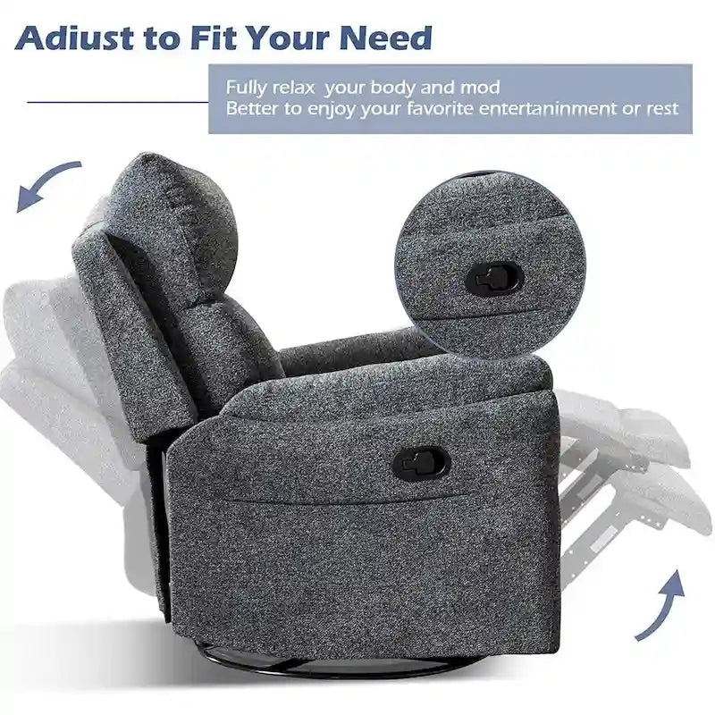 Manual Fabric Overstuffed Soft Rocking Recliner Chairs Sofa for Living Room