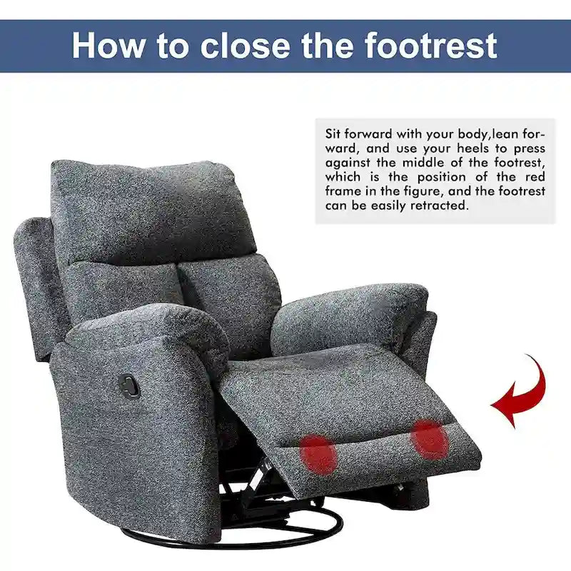 Manual Fabric Overstuffed Soft Rocking Recliner Chairs Sofa for Living Room