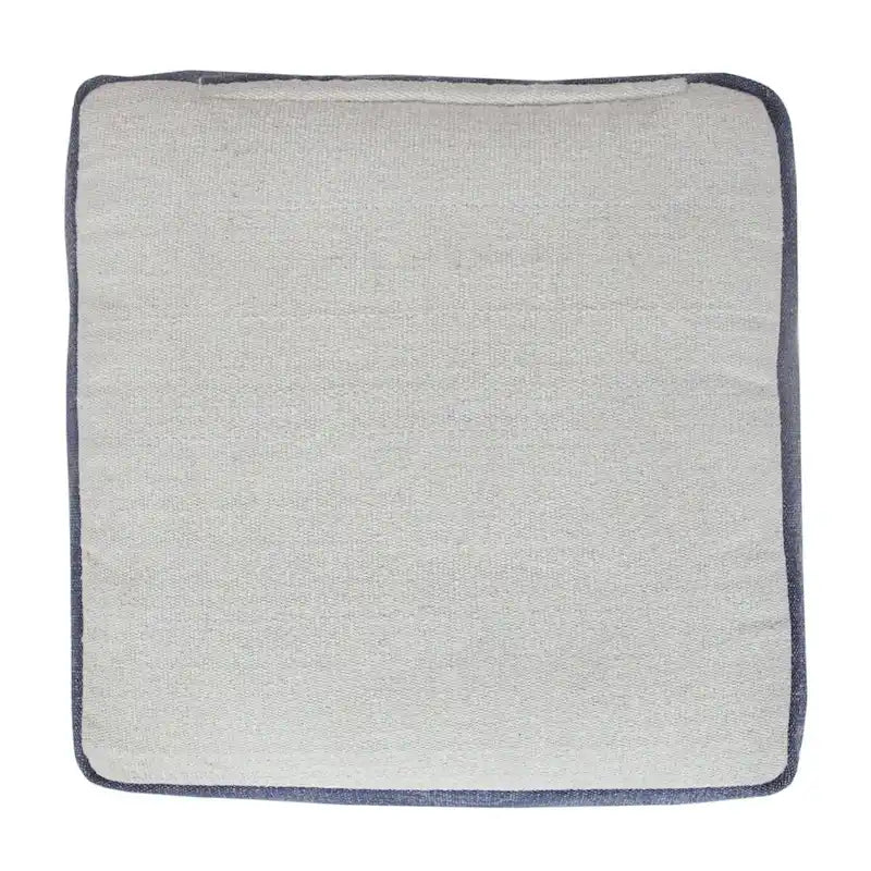18 Navy and White Ornamental Motif Handcrafted Square Pouf Ottoman