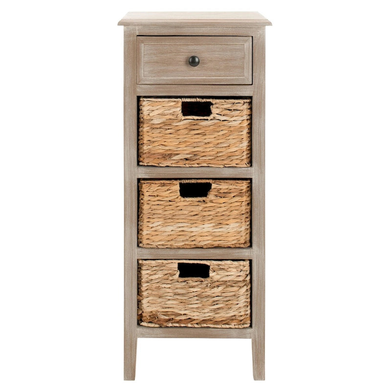 Distressed Black 4-Drawer Storage Side Table
