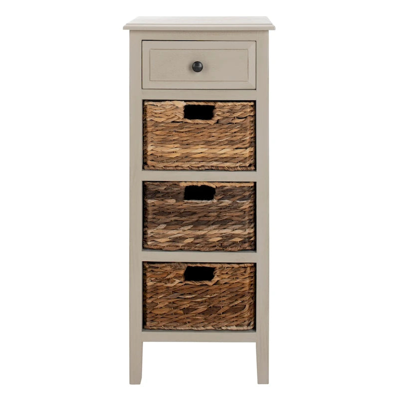 Distressed Black 4-Drawer Storage Side Table