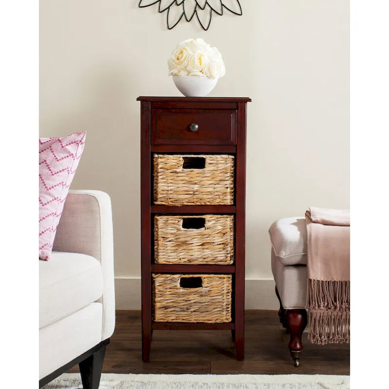 Distressed Black 4-Drawer Storage Side Table