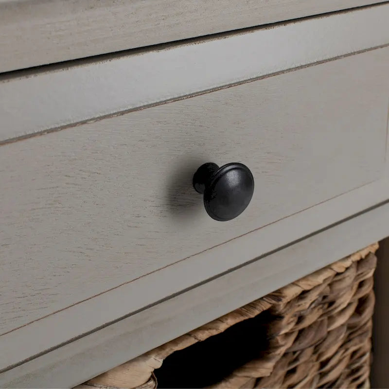 Distressed Black 4-Drawer Storage Side Table