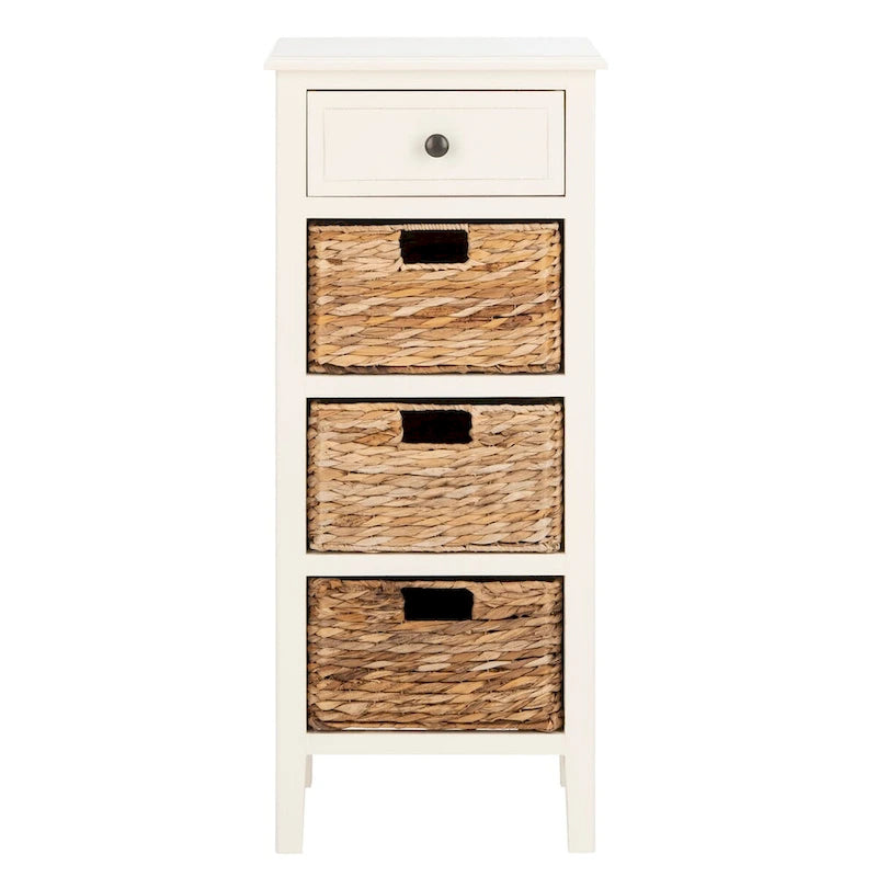 Distressed Black 4-Drawer Storage Side Table
