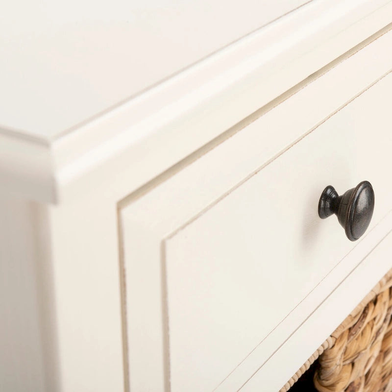 Distressed Black 4-Drawer Storage Side Table