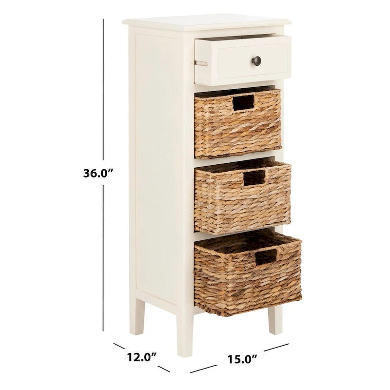 Distressed Black 4-Drawer Storage Side Table