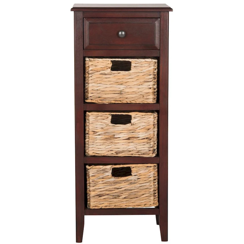 Distressed Black 4-Drawer Storage Side Table