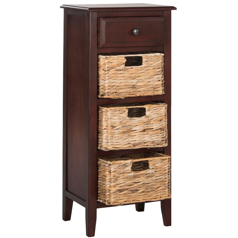 Distressed Black 4-Drawer Storage Side Table
