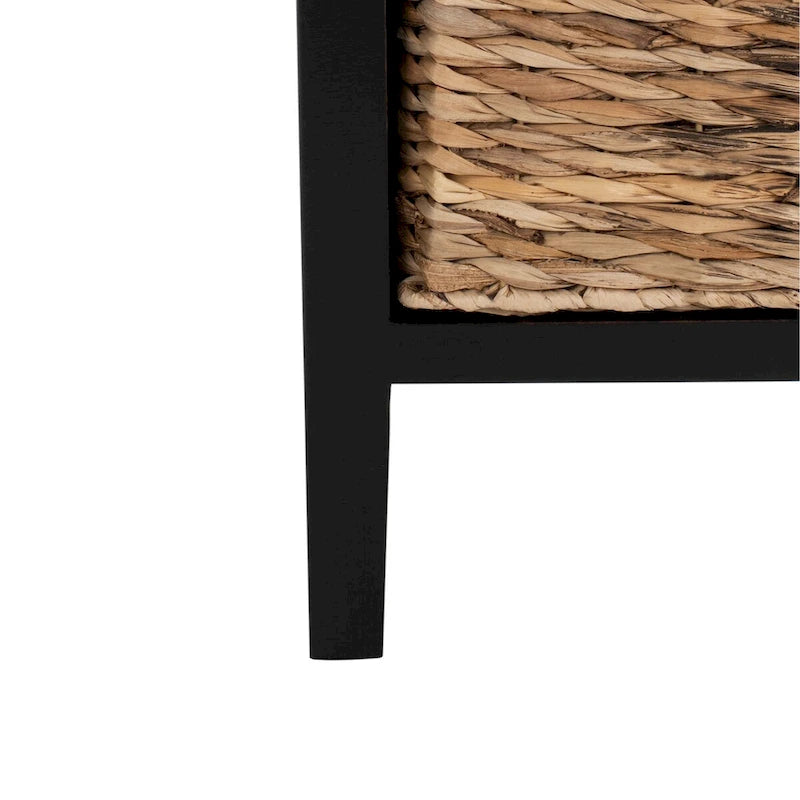 Distressed Black 4-Drawer Storage Side Table